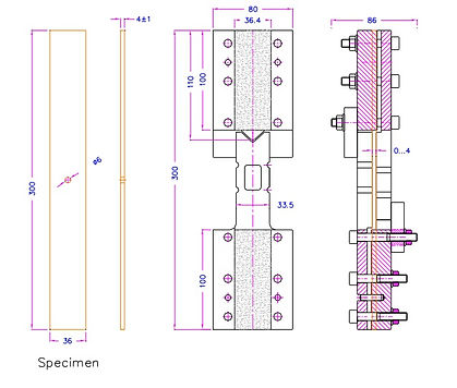 Astm D6484 Shear Fixture Schematic Dimensions With Sample