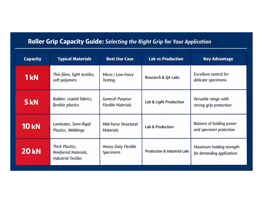 Roller Grips Capacity And Applications Chart